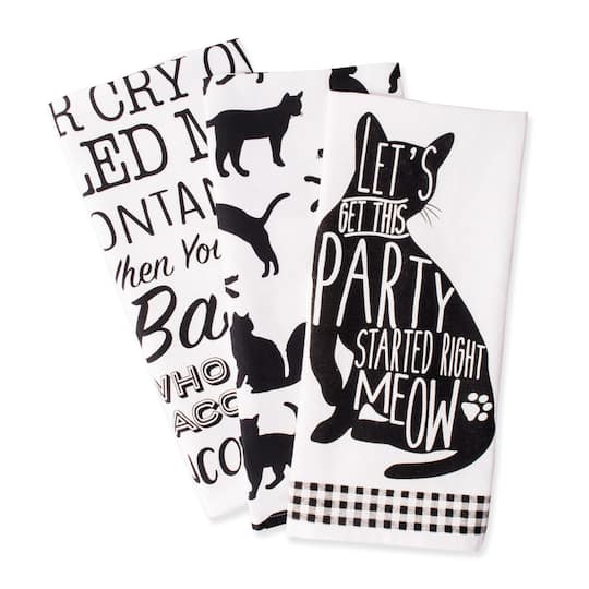 Design Imports Animal Print 3-pc. Dish Cloth Set, One Size, Black